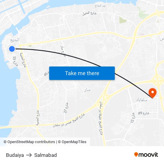 Budaiya to Salmabad map