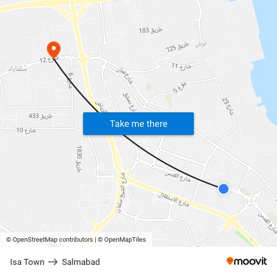 Isa Town to Salmabad map