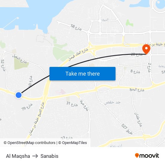 Al Maqsha to Sanabis map