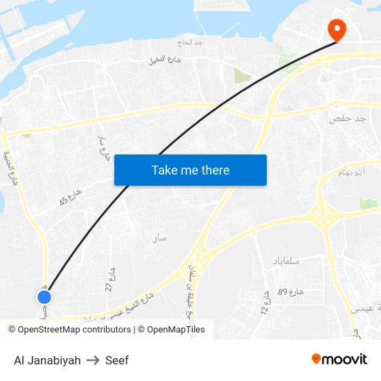 Al Janabiyah to Seef map