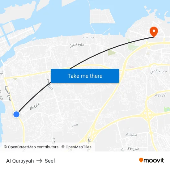 Al Qurayyah to Seef map