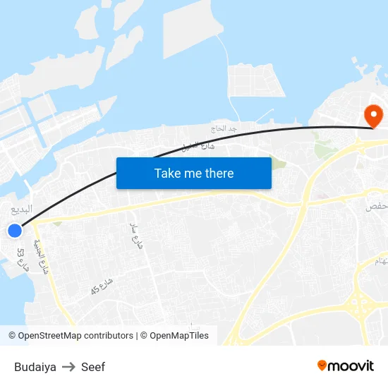 Budaiya to Seef map