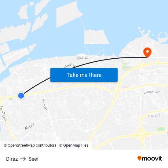 Diraz to Seef map