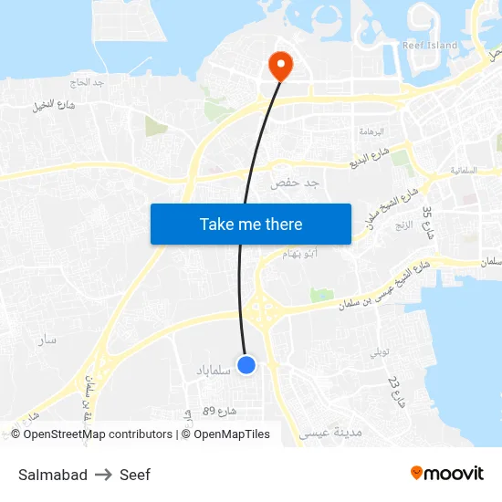 Salmabad to Seef map