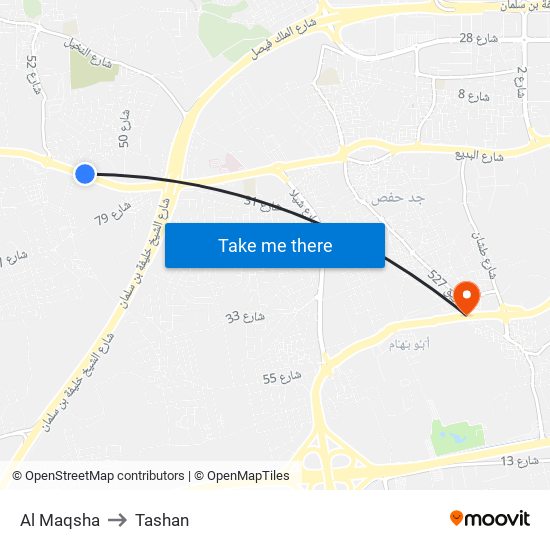 Al Maqsha to Tashan map