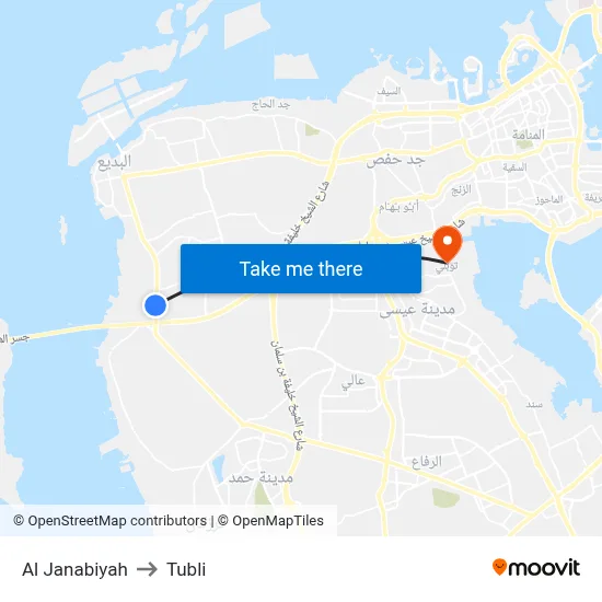 Al Janabiyah to Tubli map