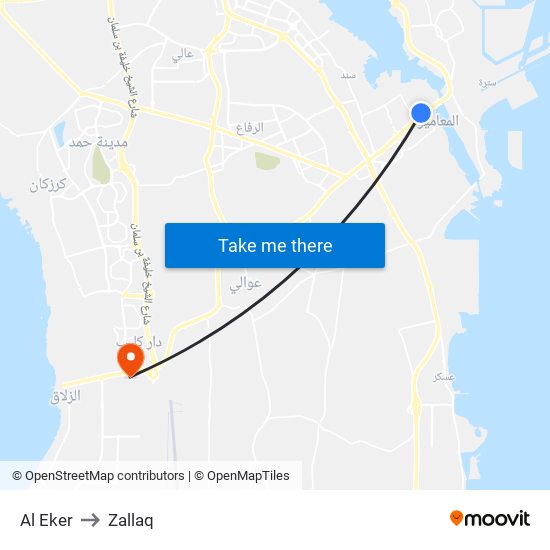 Al Eker to Zallaq map