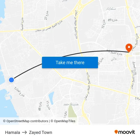 Hamala to Zayed Town map