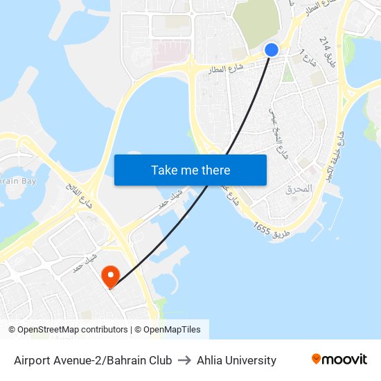 Airport Avenue-2/Bahrain Club to Ahlia University map