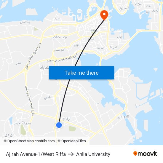 Ajirah Avenue-1/West Riffa to Ahlia University map