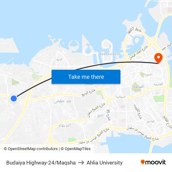 Budaiya Highway-24/Maqsha to Ahlia University map