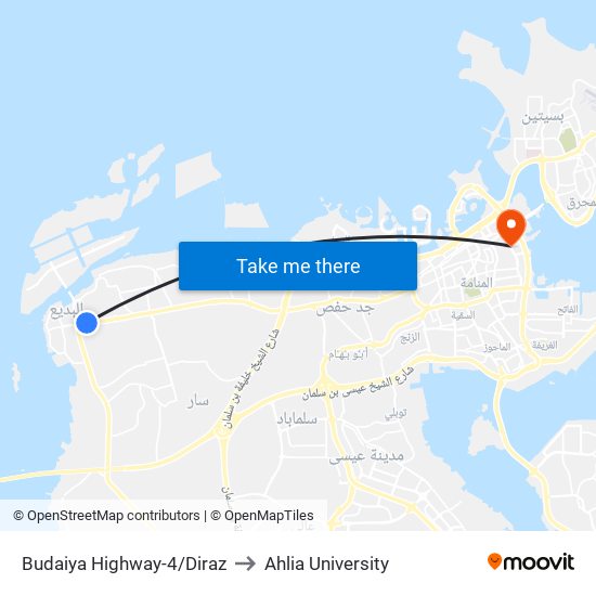 Budaiya Highway-4/Diraz to Ahlia University map
