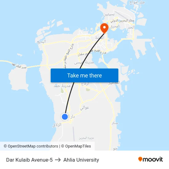Dar Kulaib Avenue-5 to Ahlia University map