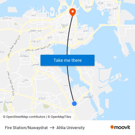 Fire Station/Nuwaydrat to Ahlia University map