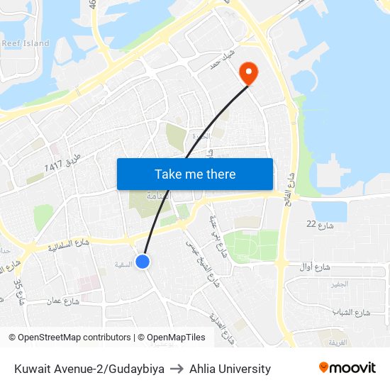 Kuwait Avenue-2/Gudaybiya to Ahlia University map