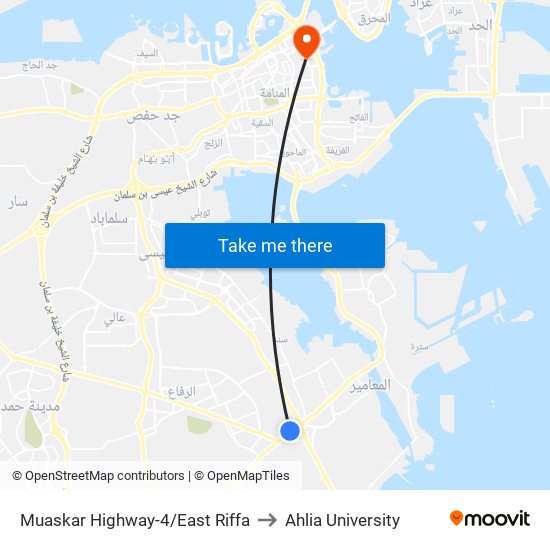 Muaskar Highway-4/East Riffa to Ahlia University map