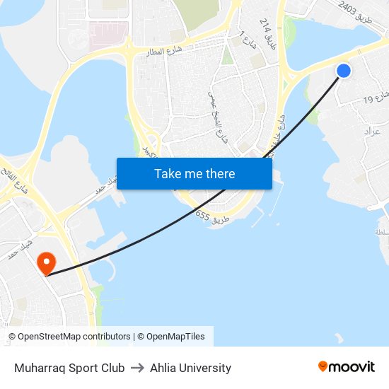 Muharraq Sport Club to Ahlia University map