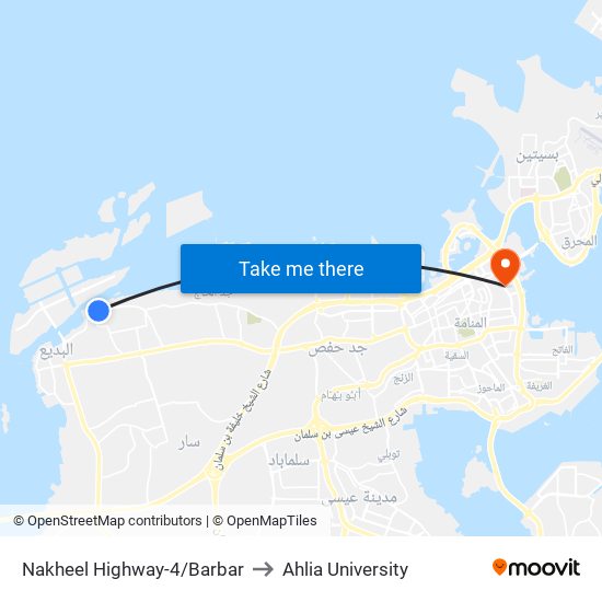 Nakheel Highway-4/Barbar to Ahlia University map