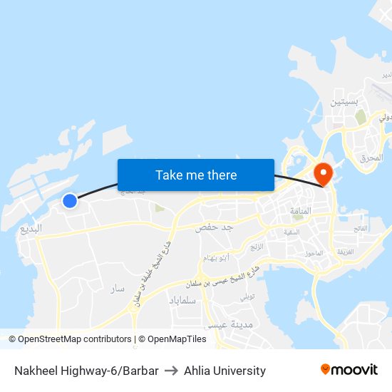Nakheel Highway-6/Barbar to Ahlia University map