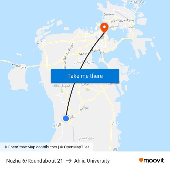 Nuzha-6/Roundabout 21 to Ahlia University map