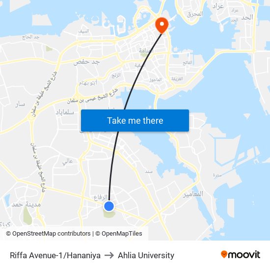 Riffa Avenue-1/Hananiya to Ahlia University map