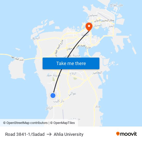 Road 3841-1/Sadad to Ahlia University map