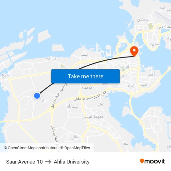 Saar Avenue-10 to Ahlia University map