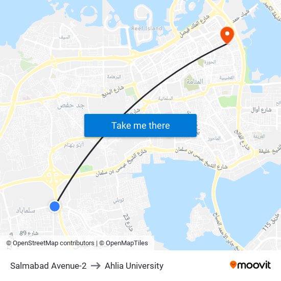 Salmabad Avenue-2 to Ahlia University map