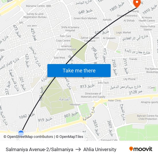 Salmaniya Avenue-2/Salmaniya to Ahlia University map