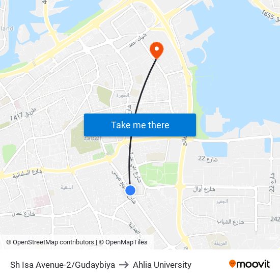 Sh Isa Avenue-2/Gudaybiya to Ahlia University map