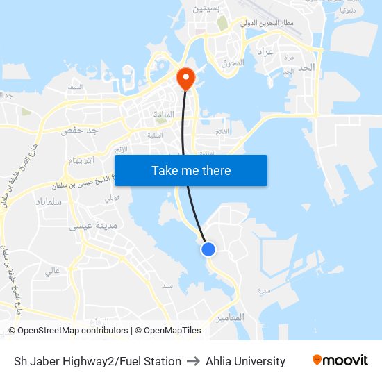 Sh Jaber Highway2/Fuel Station to Ahlia University map