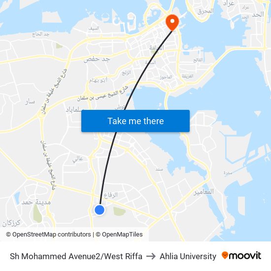 Sh Mohammed Avenue2/West Riffa to Ahlia University map