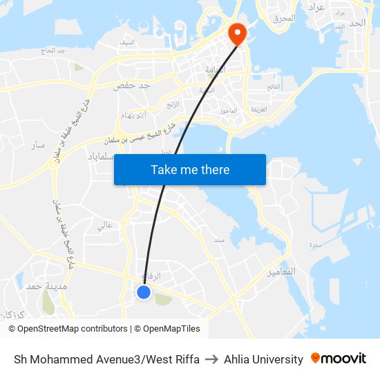 Sh Mohammed Avenue3/West Riffa to Ahlia University map