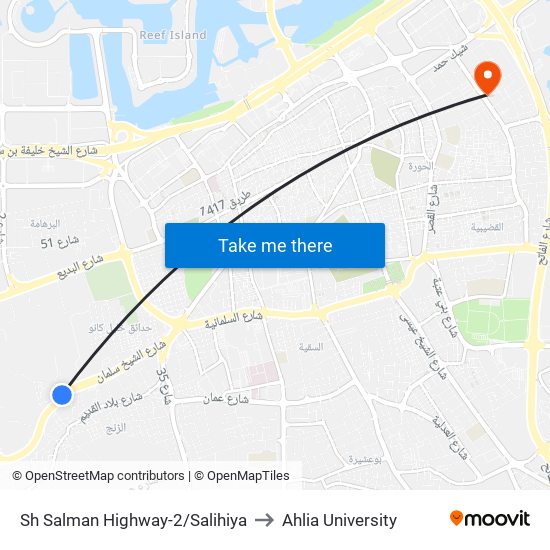 Sh Salman Highway-2/Salihiya to Ahlia University map
