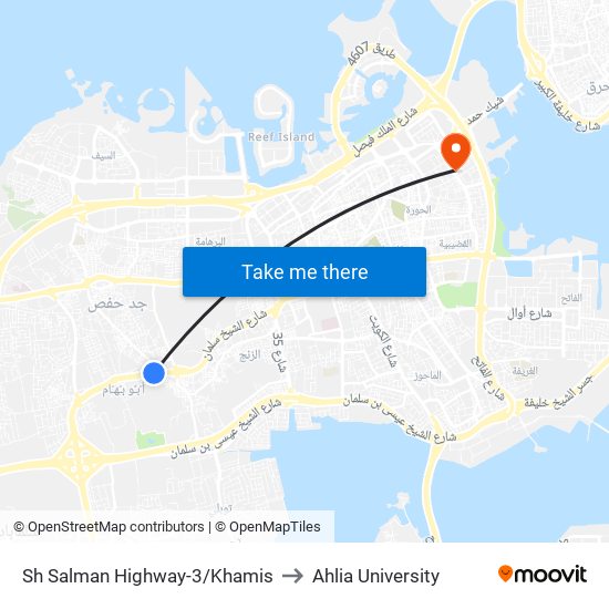 Sh Salman Highway-3/Khamis to Ahlia University map