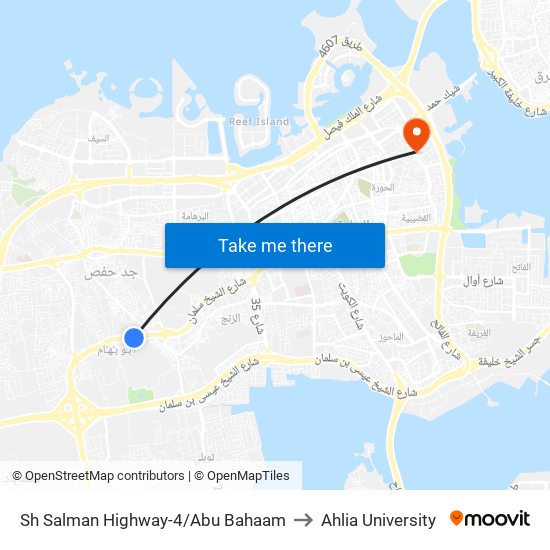 Sh Salman Highway-4/Abu Bahaam to Ahlia University map