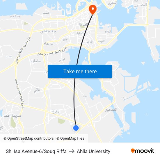 Sh. Isa Avenue-6/Souq Riffa to Ahlia University map