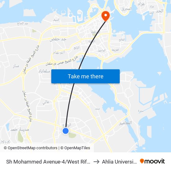 Sh Mohammed Avenue-4/West Riffa to Ahlia University map