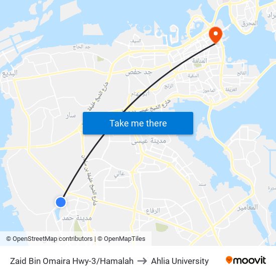 Zaid Bin Omaira Hwy-3/Hamalah to Ahlia University map
