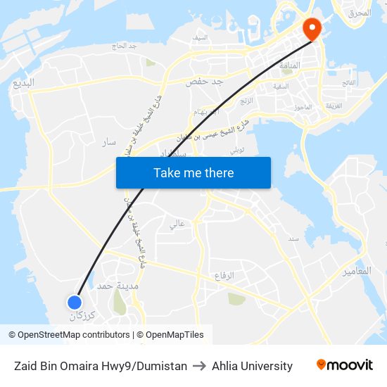 Zaid Bin Omaira Hwy9/Dumistan to Ahlia University map