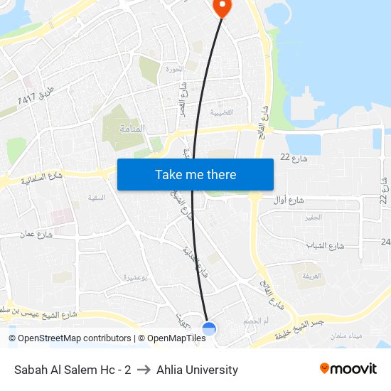 Sabah Al Salem Hc - 2 to Ahlia University map