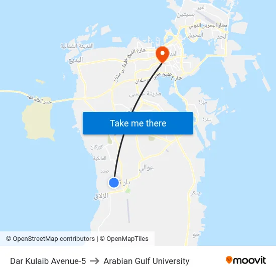 Dar Kulaib Avenue-5 to Arabian Gulf University map