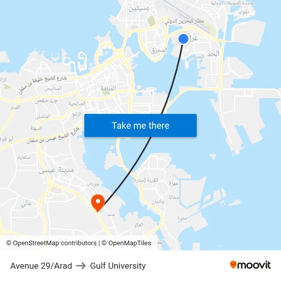 Avenue 29/Arad to Gulf University map