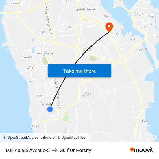 Dar Kulaib Avenue-5 to Gulf University map