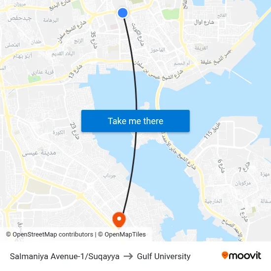 Salmaniya Avenue-1/Suqayya to Gulf University map