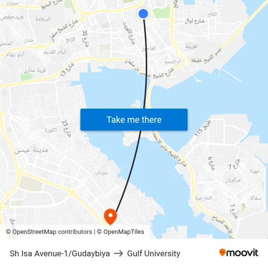 Sheikh Isa Avenue-1/Gudaybiya to Gulf University map