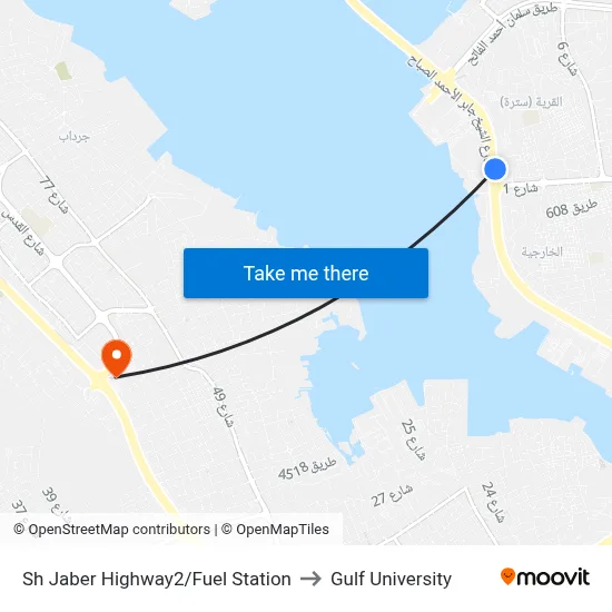 Sheikh Jaber Highway 2/Fuel Station to Gulf University map