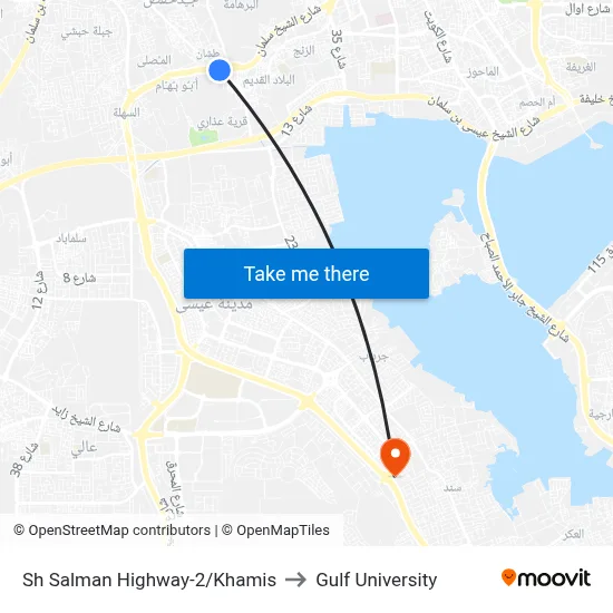 Sheikh Salman Highway-2/Khamis to Gulf University map