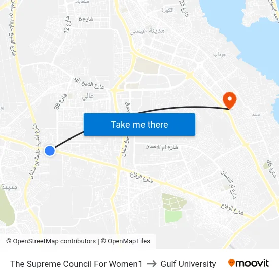 The Supreme Council For Women-1 to Gulf University map