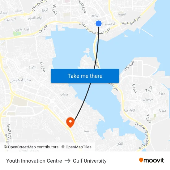 Youth Innovation Centre to Gulf University map